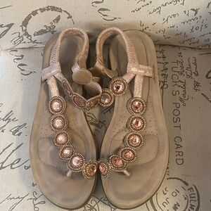 Embellished Rose Gold Women's Slingback Sandals